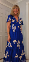Nettie Boho Maxi Dress – Green or Blue, Flutter Sleeves, Elasticated Waist