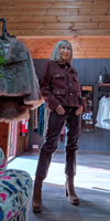 Collette Bouclé Jacket – Chocolate with Gold Button Detail