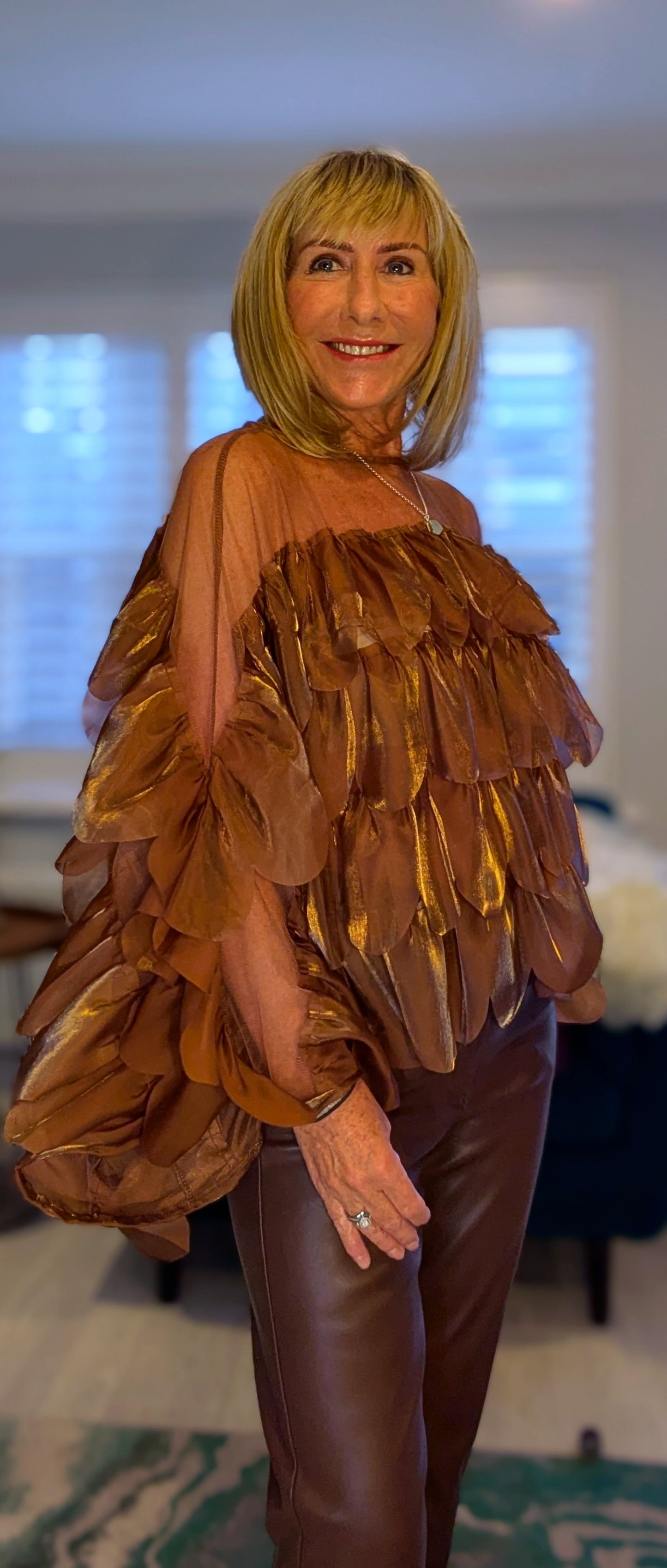 Delta Blouse – Statement  Ruffles in Bronze or Ivory Autumn Elegance