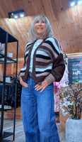 Abby Chunky Stripe Cardigan – Chocolate, Ecru or Burgundy