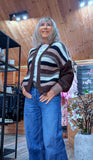 Abby Chunky Stripe Cardigan – Chocolate, Ecru or Burgundy