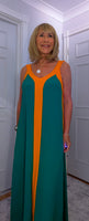 Helena Sleeveless  Maxi Dress – Magenta - Green - Ecru