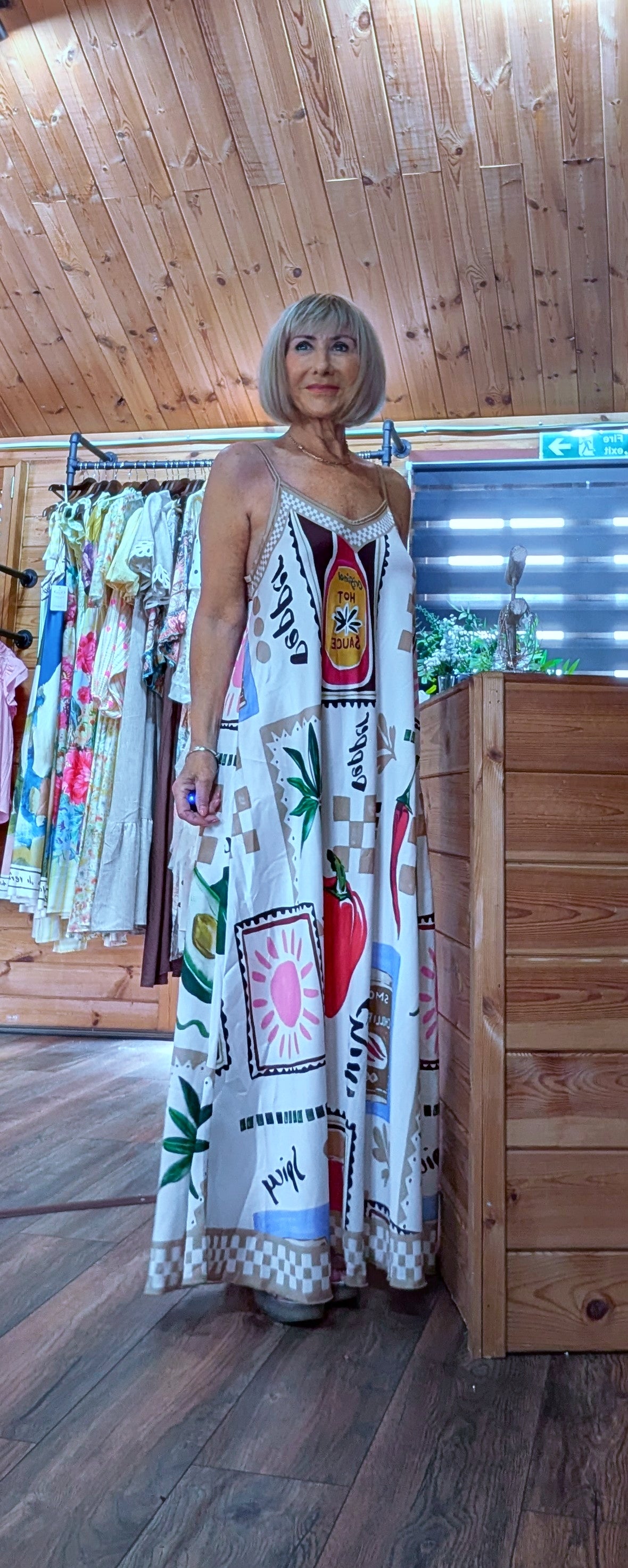 Printed viscose midi dress for holidays