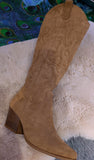 Cassidy Faux Suede Cowboy Boots – Soft Camel Western Style