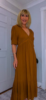 Paloma Prairie Smock Dress – Camel Cotton with Embroidery Detail