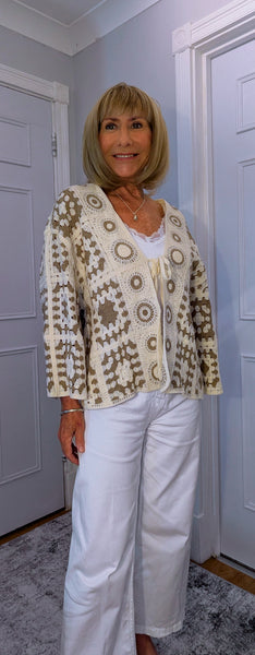 Piper Crochet Cardigan – Ivory & Beige Boho Style