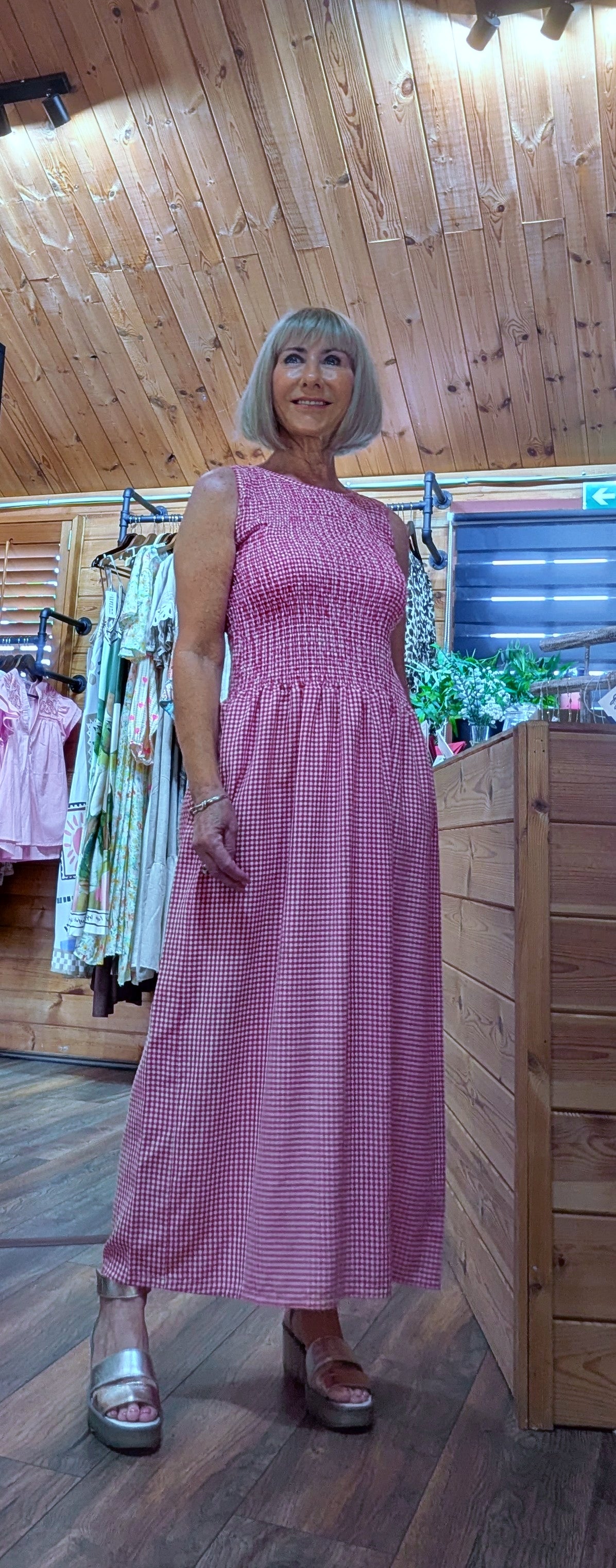 Izzy sleeveless gingham dress
