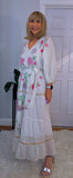 Darwin White Bohemian Dress with Floral Embroidery