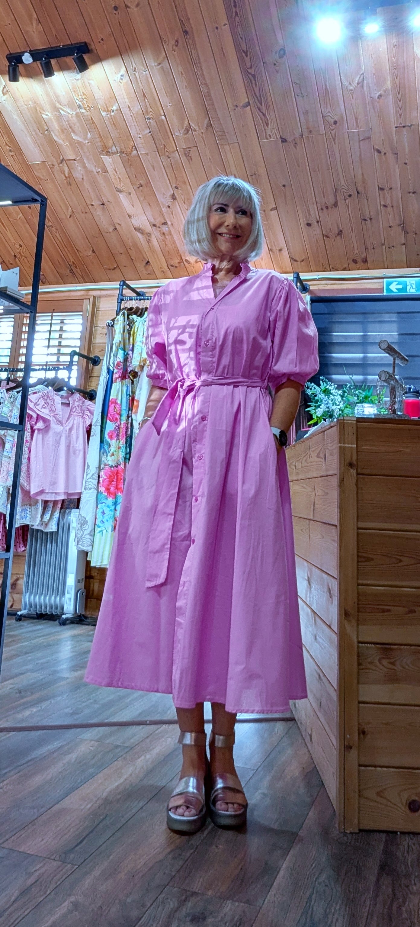 Libbly casual summer midi dress with belt