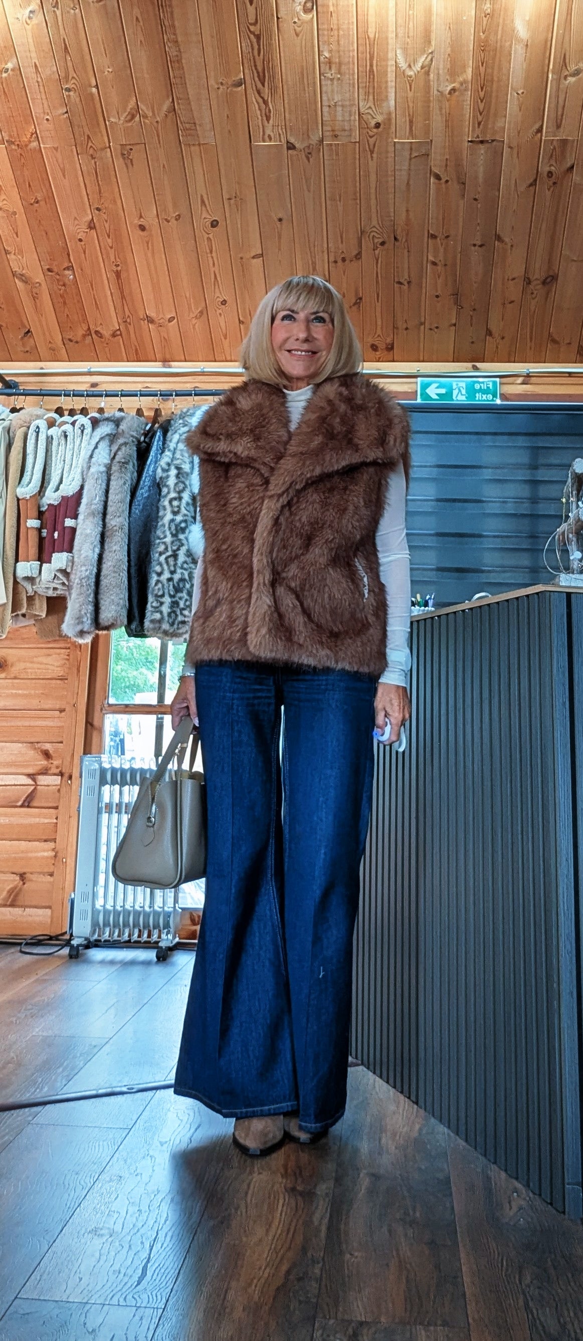 Coco chocolate-brown faux fur sleeveless gilet