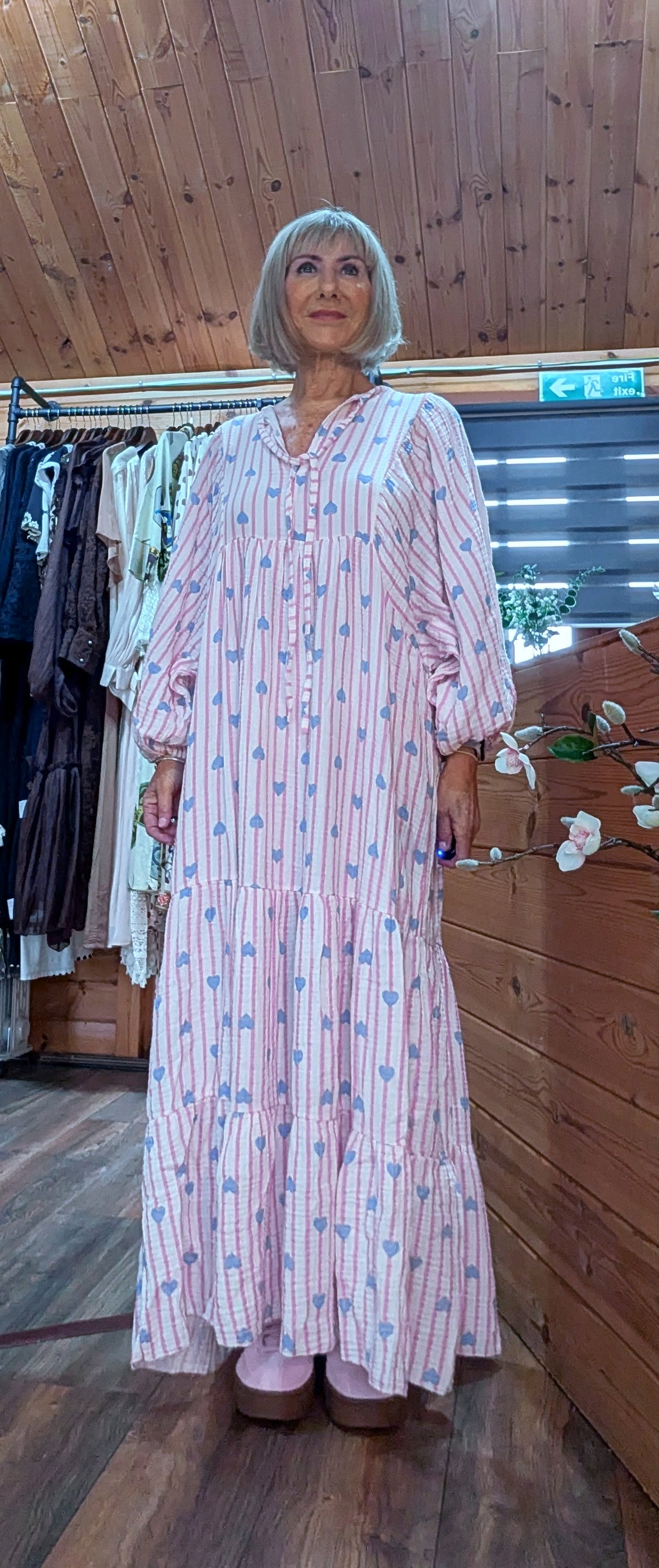Cassie Cotton Boho Maxi  Smocked Dress in Pink 