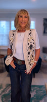 Valerie Sleeveless Embroidered Cardigan – Cream