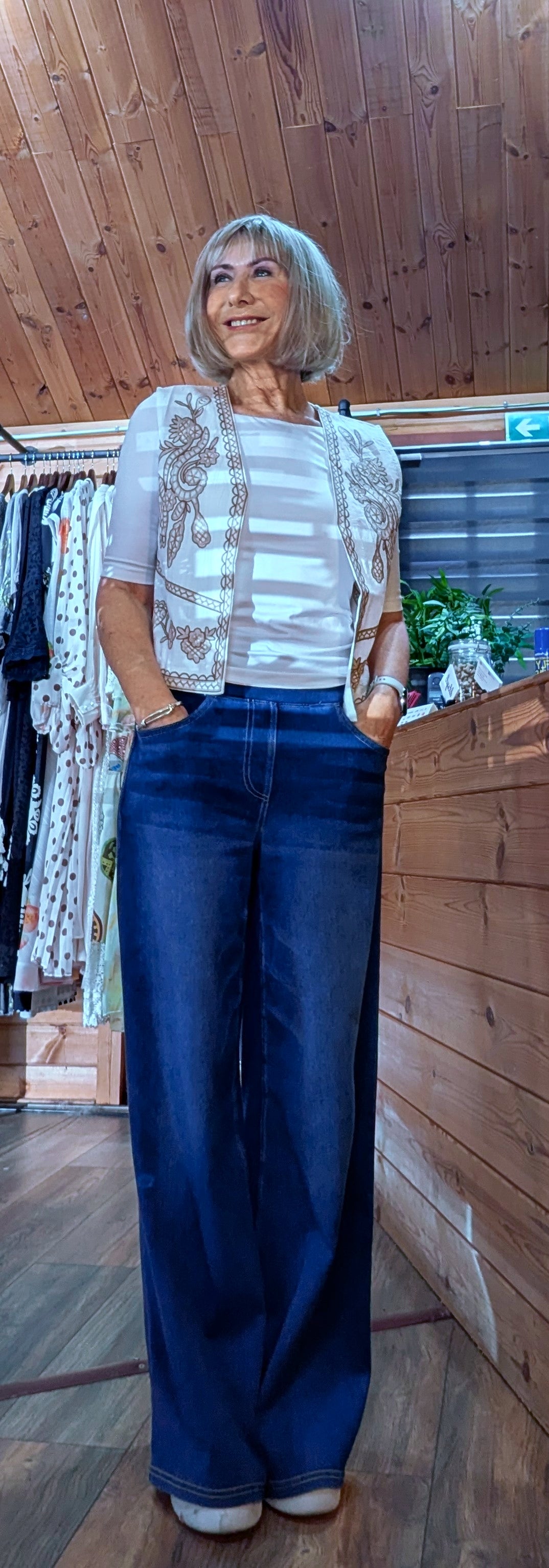  White  and Ecru Waistcoat with embroidery