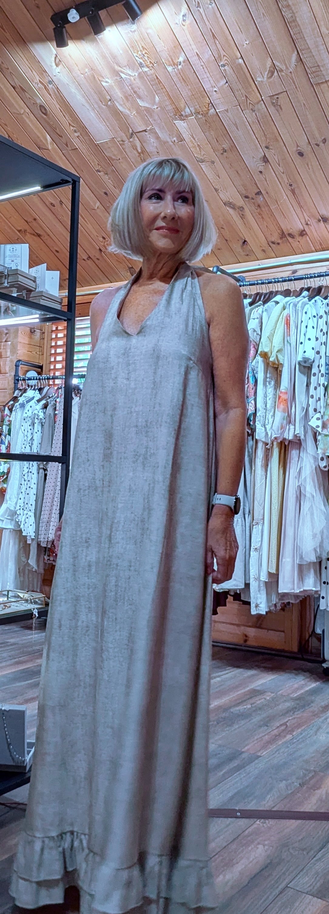 Backless halter neck sundress