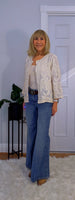 Lois White or Ecru Embroidered  Cotton Boho Blouse
