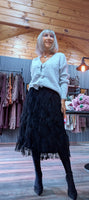 Marty Light Grey Sweater – V-Neck with Sparkly Bow Detail