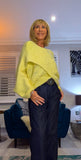 Janice Wrap Jumper – Super Soft Cable Knit in Yellow or Beige