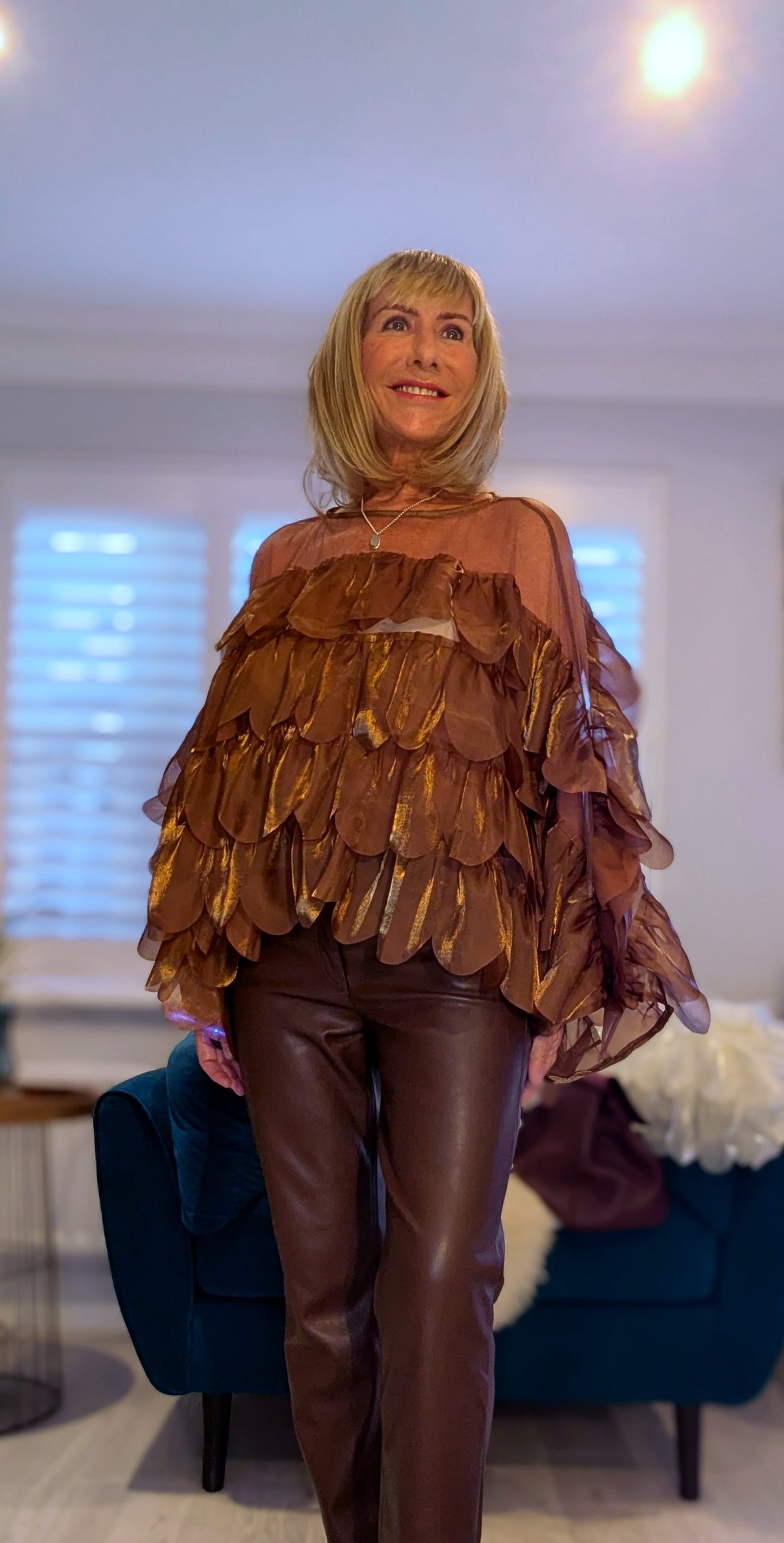 Delta Blouse – Statement  Ruffles in Bronze or Ivory Autumn Elegance