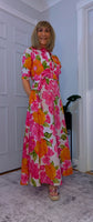 Josephine Pink Floral Cotton Shirt Dress with Tie Belt – Button-Up Summer Style