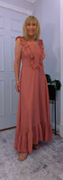 Coral Sundress – Frill Tiered Summer Dress - Coral-Salmon Pink