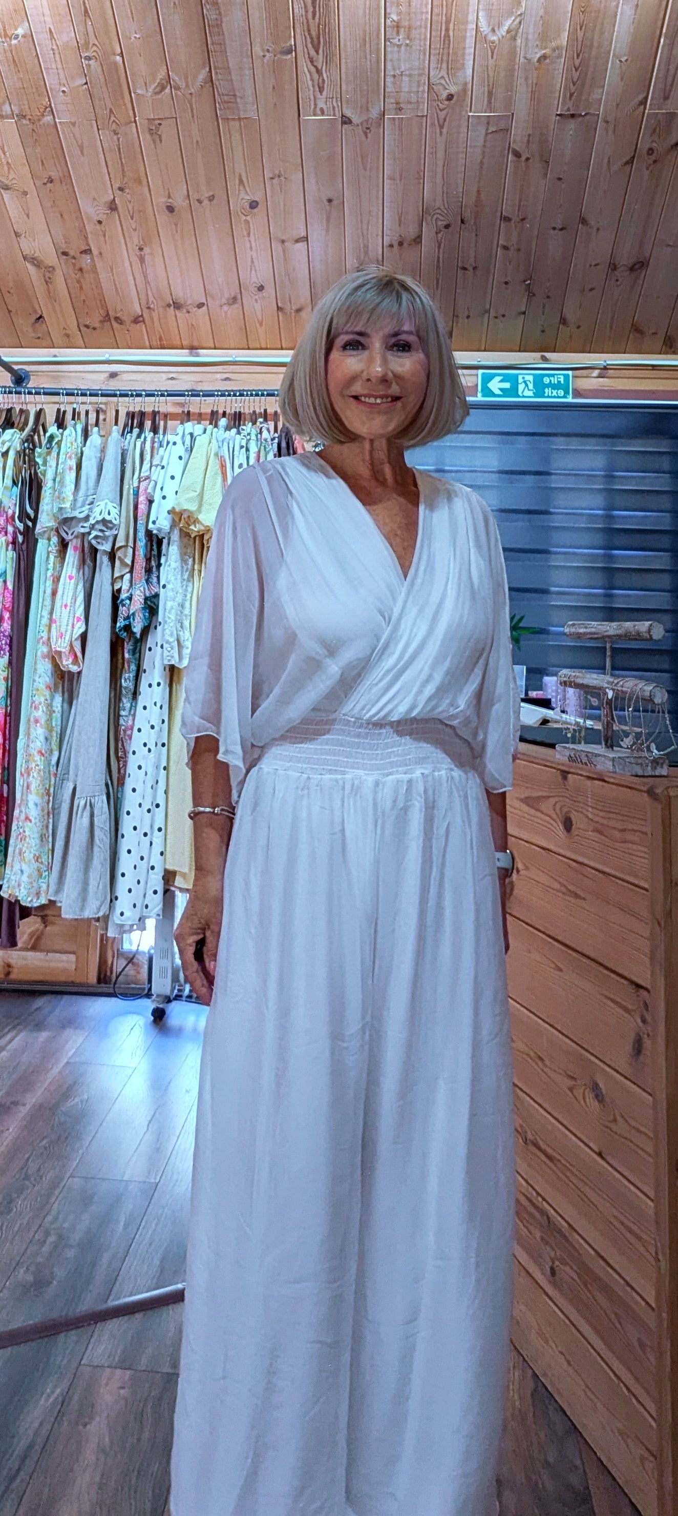 Close up Josie Silk Blend Jumpsuit White Occasion Outfit