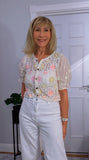 Tamara Crochet Cardigan – Vintage Puff Sleeve Knitwear
