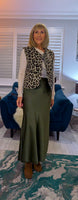 Paris Satin Feel Skirt – Black or Olive Green Bias Cut
