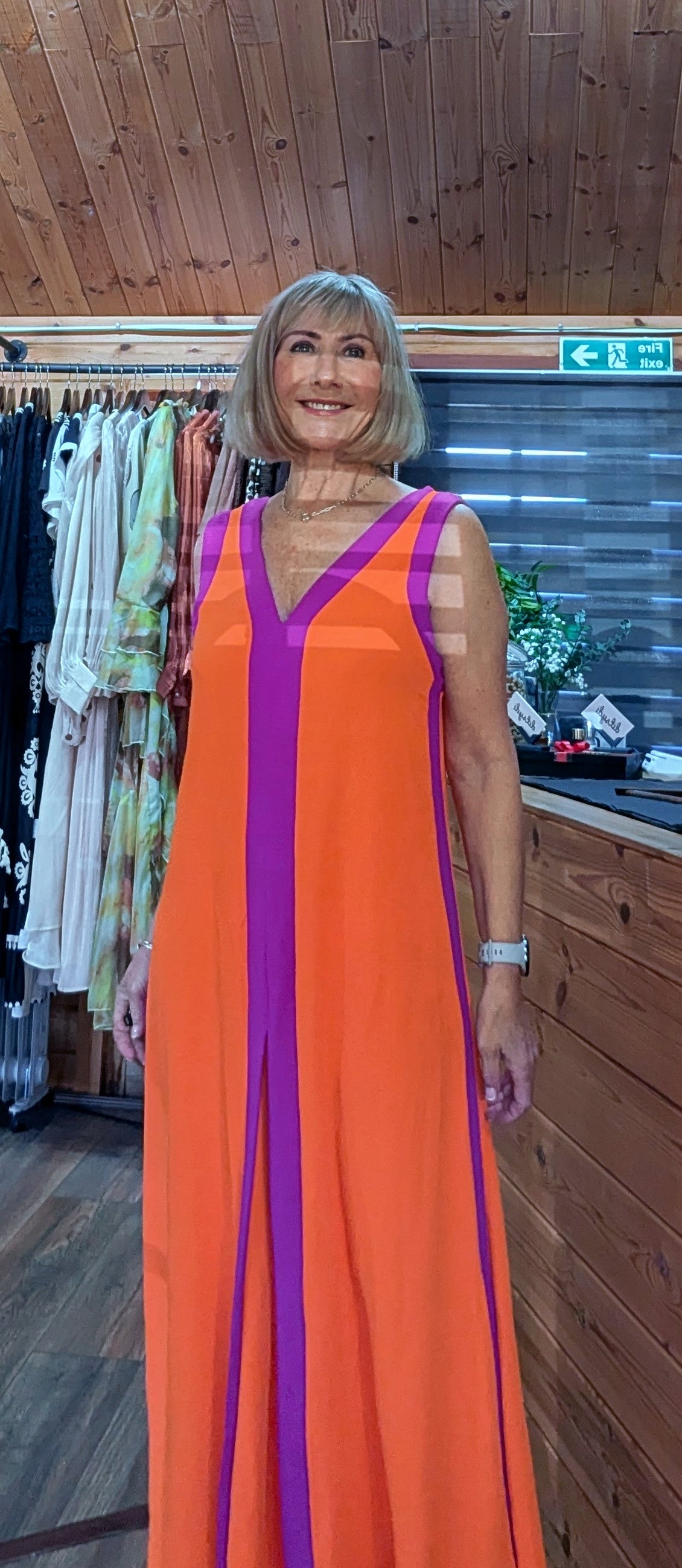 Lenna Sleeveless Maxi Dress – Orange and Purple