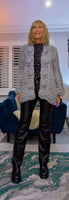 Dolly Grey Chunky Knit Cardigan – 3D Flower Border & Pagoda  Sleeves