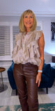 Ashley Blouse – Statement Frilled Blouse - Taupe or Chocolate