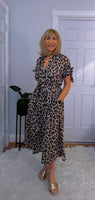 Libra Animal Print Shirt  Midi Dress