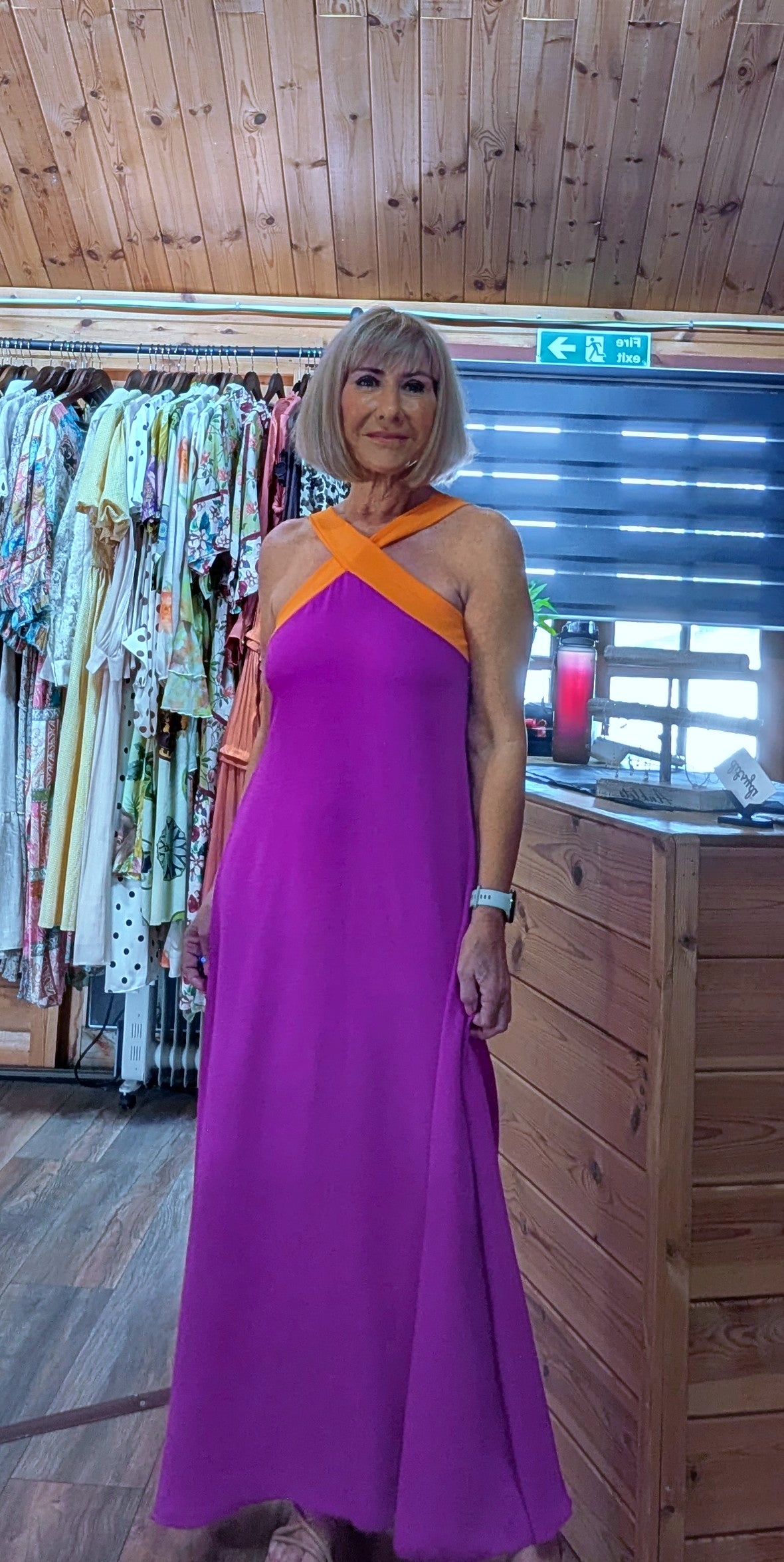 Strappy summer evening maxi dress in vibrant colours