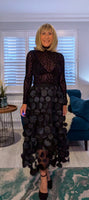 Brigitte Black Tulle Skirt with 3D Circles & Elasticated Waist