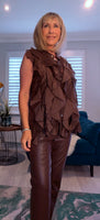 Ashley Blouse – Statement Frilled Blouse - Taupe or Chocolate