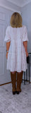 Dory  Smocked Cotton Dress – White with Gold Sequin Stars