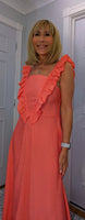 Coral Sundress – Frill Tiered Summer Dress - Coral-Salmon Pink