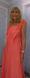 Coral Sundress – Frill Tiered Summer Dress - Coral-Salmon Pink