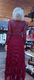 Lourdes Ripple Tulle Skirt – Bordeaux, Fully Lined
