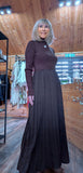 Haley Sweater Dress – High Neck with Pleated Maxi Skirt in Coffee Colour