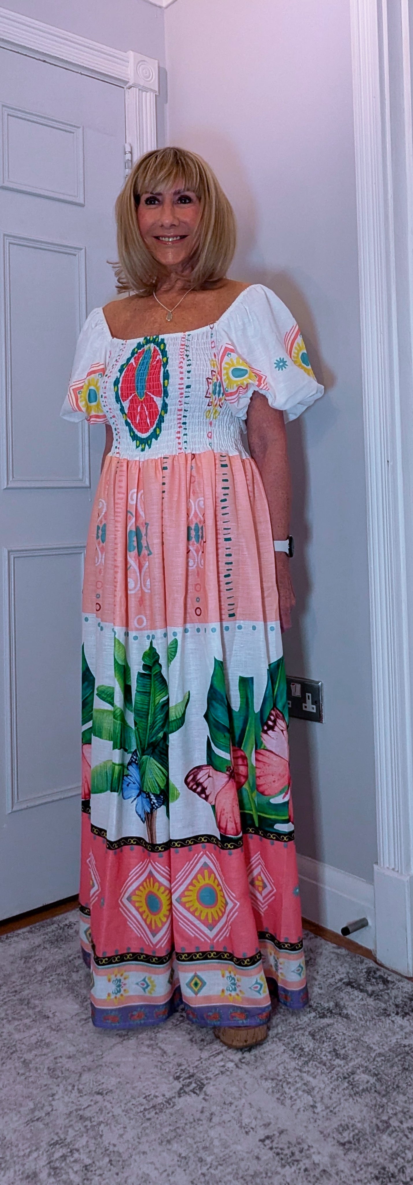 Hope – Off-Shoulder Puff Sleeve Dress with Shirred Bust