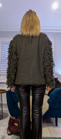 Arna Fringe Cardigan – Black or Olive Green Funky Knit