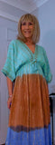 Rumer Boho Dress – Golden Embroidered Glam in Turquoise & Earthy Tones