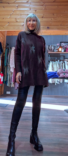 Jennifer Cable Knit Plus Size Roll Neck with Sequin Detail