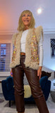 Ella Faux Fur Trim Sleeveless Cardigan – Blush Pink & Gold Animal Print
