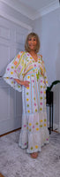 Julia White Bohemian Dress with Floral Embroidery