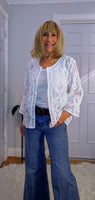 Lois White or Ecru Embroidered  Cotton Boho Blouse