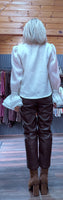 Noori Ivory Blouse – Ruffle Front with Pearl & Diamanté Detail