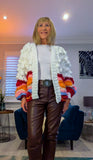 Lulu Chunky Cardigan with Balloon Sleeves & Bobble Detailing – Off White
