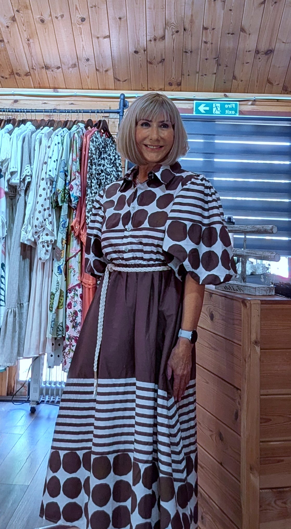 Wilma Puff Sleeve Midi Dress With Tie Belt