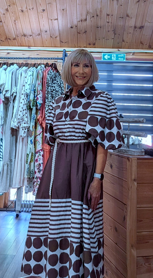 Wilma Puff Sleeve Midi Dress With Tie Belt